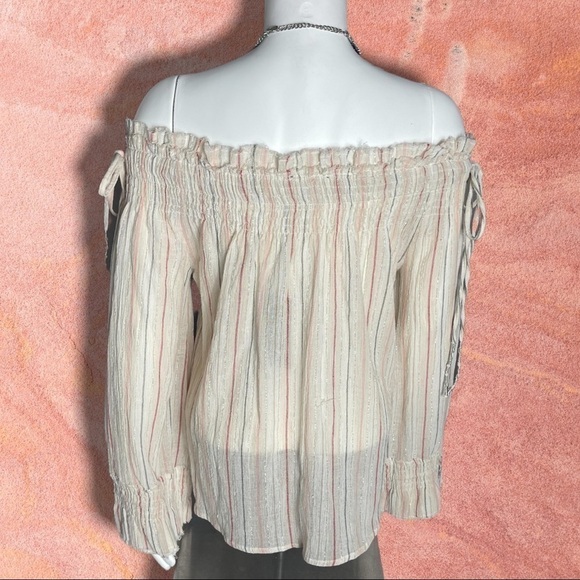 𝅺love Sam Smocked Off the Shoulder with Tassels Boho Top Size Extra Small - Picture 10 of 15